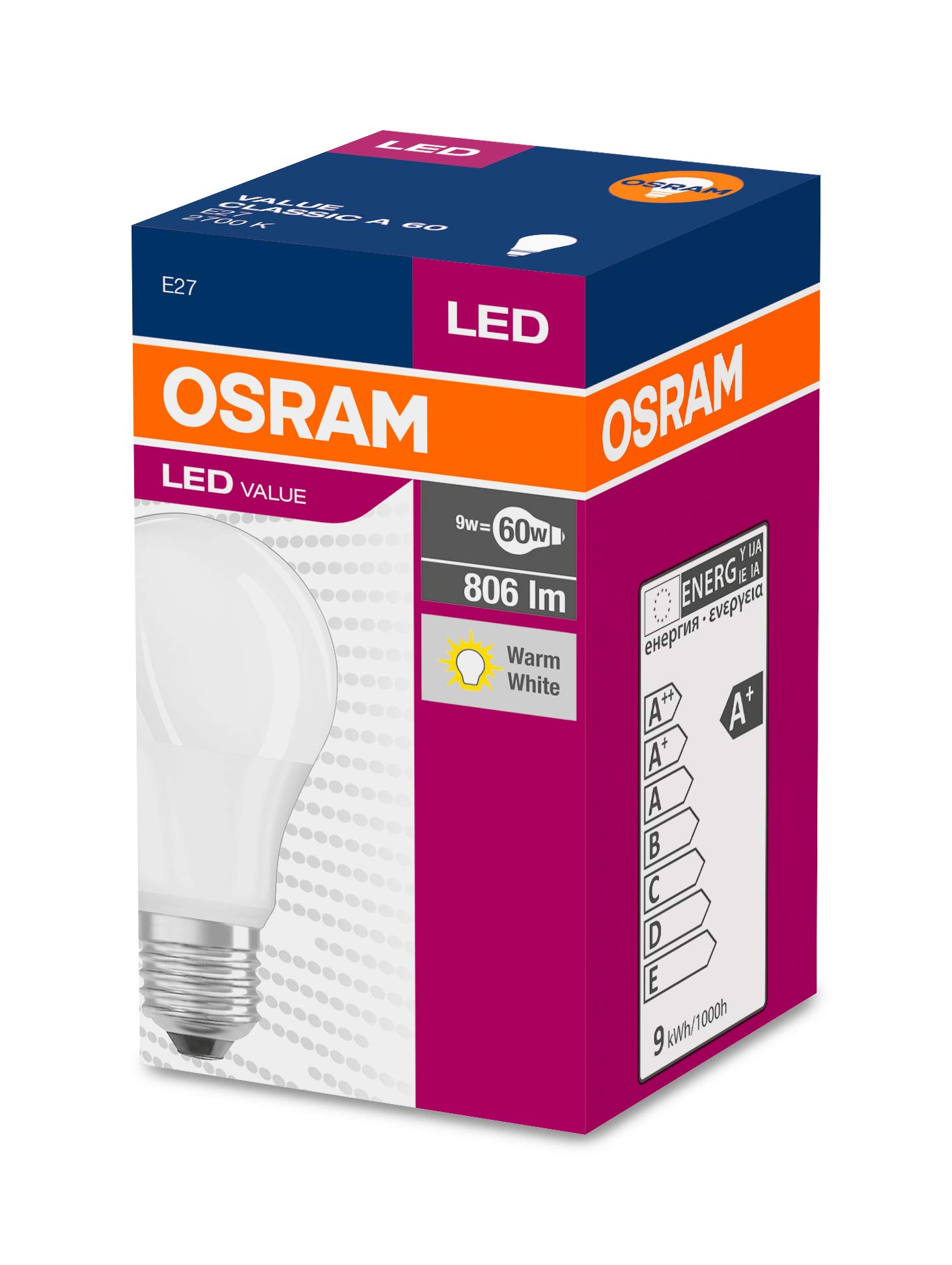 LAMPE LED VALUE 9,5W 6500K E27 OSRAM (873)
