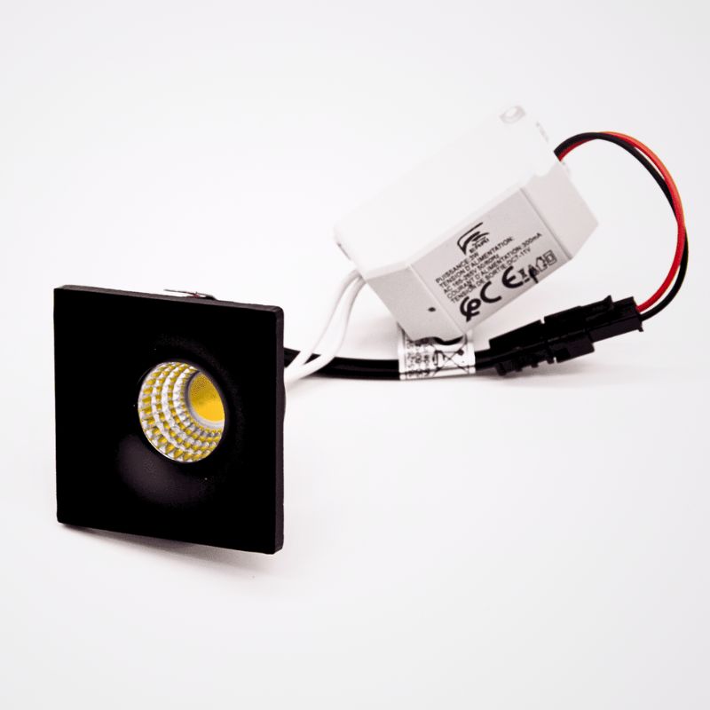 SPOT LED POUR NICHE 3W CARRE BLACK 4000K