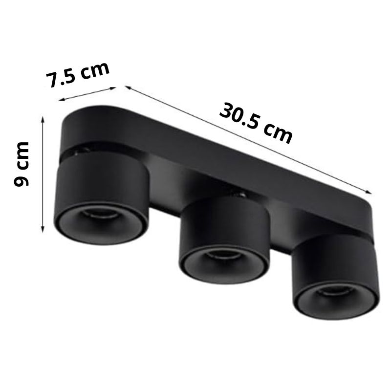 SPOT LED CAM NOIR ROND 12W*3 6500K