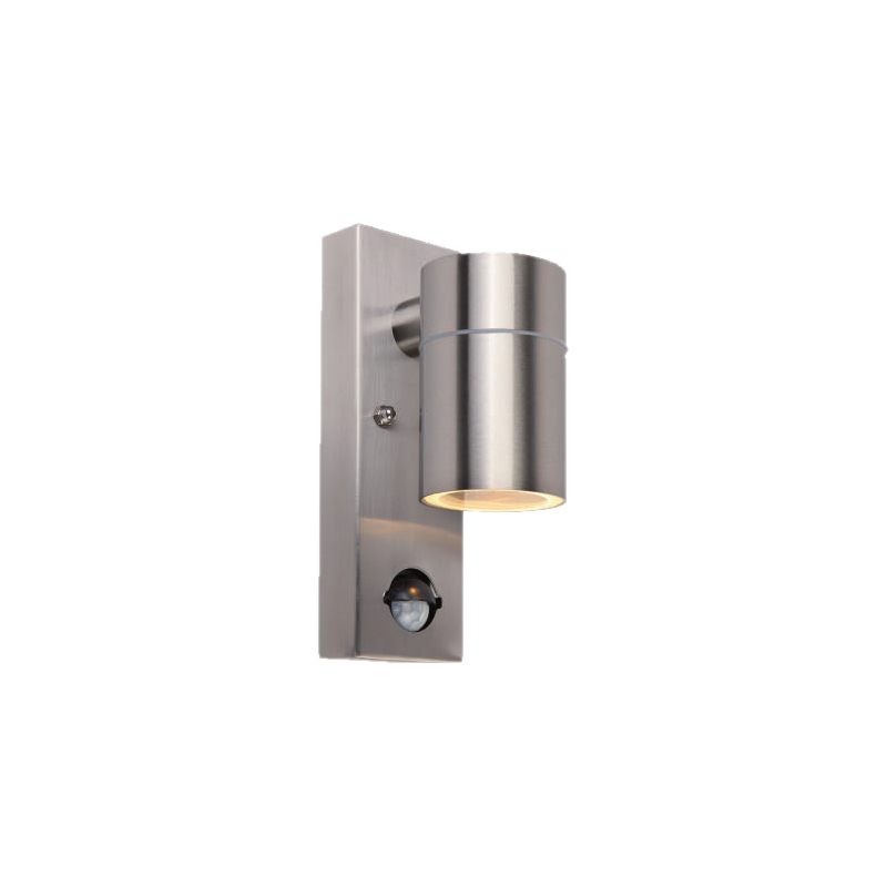 APPLIQUE MURALE LED GALICIA AVEC DETECTEUR DE MOUVEMENT + LAMPE GU10 8W 4000K INOX IP44