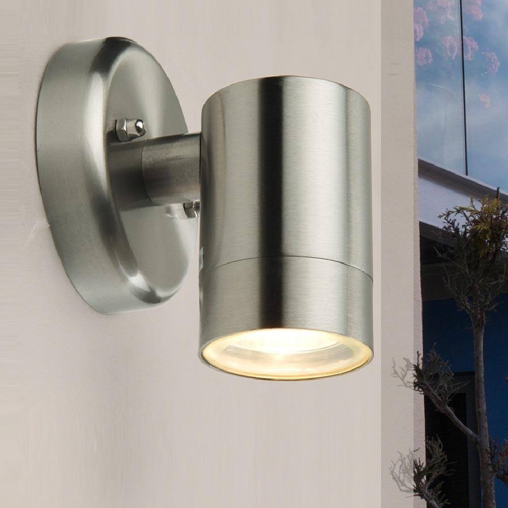 APPLIQUE MURALE LED GALICIA + LAMPE GU10 8W 4000K INOX IP44 