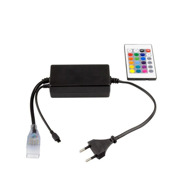 PRISE + TELECOMANDE POUR RUBAN RGB 50MT IP20 