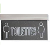 PLAQUE SIGNALETIQUE TOILETTE TRANSPARENT LED 3W 
