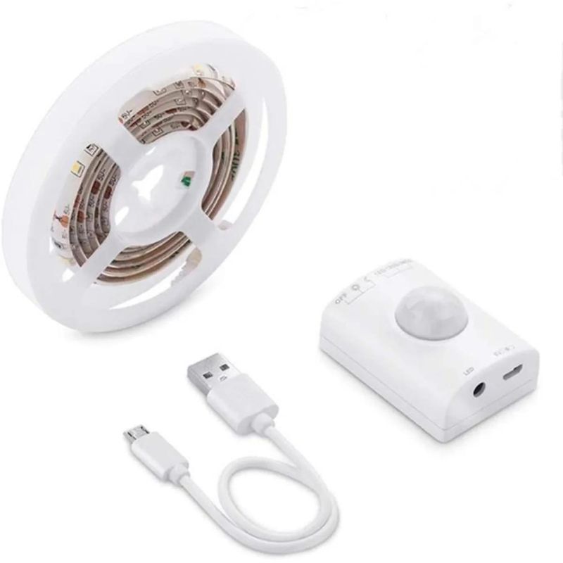 RUBAN LED 5V AVEC DETECTEUR DE MOUVEMENT 2.4W 3000K 1MT