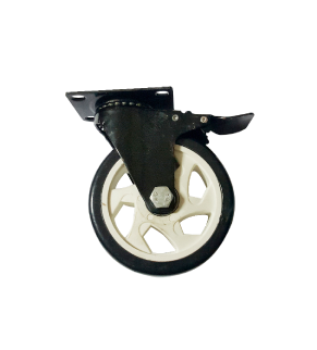 ROUE EN PU AVEC PLAQUE + FREIN 40 NOIRE 