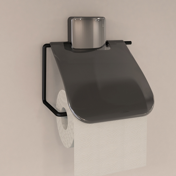 PORTE PAPIER HYGIENIQUE AVEC COUVERCLE NOIRE (DC-5055)
