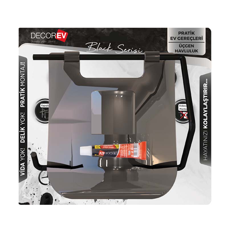PORTE PAPIER HYGIENIQUE AVEC COUVERCLE NOIRE (DC-5055)