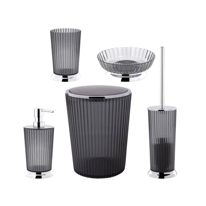 SET ACCESSOIRE SDB NELY NOIR TRANSPARENT (M-SAS08-25)