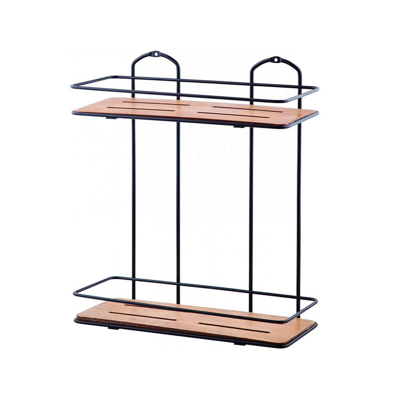 ETAGERE SDB EN BOIS A 2 NIVEAUX - NOIR TT-076B
