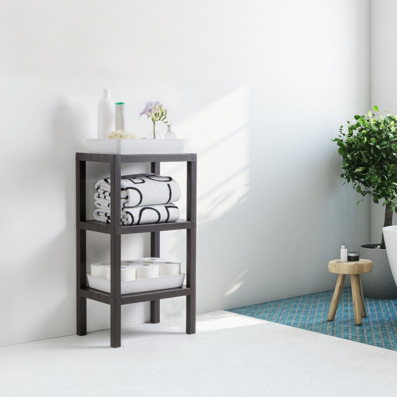ETAGERE DE RANGEMENT A 3 NIVEAUX MARRON (OM09) 