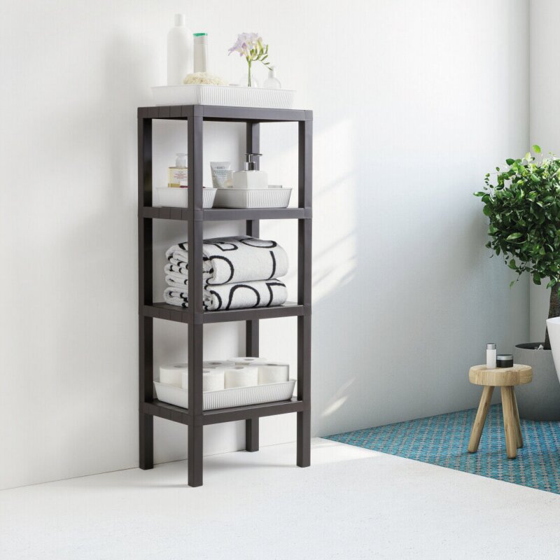ETAGERE DE RANGEMENT A 4 NIVEAUX MARRON (OM12) 
