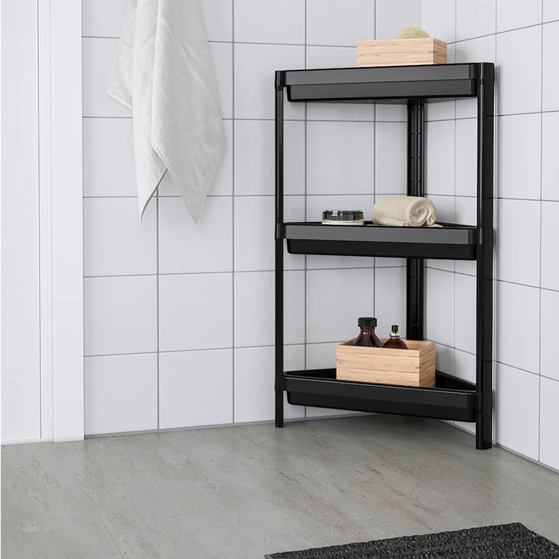 ETAGERE SDB D ANGLE NOIRE (OM02) 