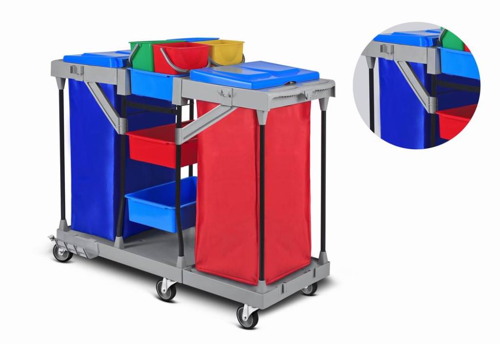 CHARIOT DE NETTOYAGE EN PLASTIQUE, AVEC DOUBLE SAC EN PVC (MPLTRL2)