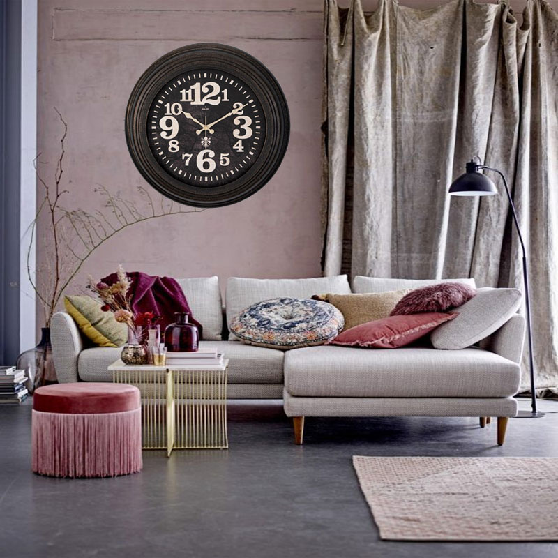 HORLOGE MURAL NOIRE 45 CM (DM-45-3) 