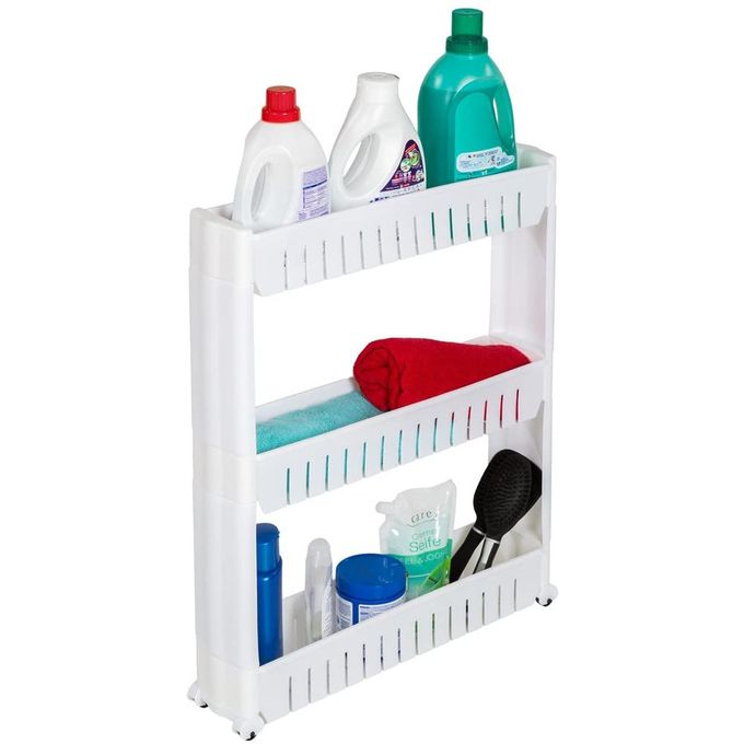 MEUBLE DE RANGEMENT BLANC A ROULETTES 3 NIVEAUX TR8103 
