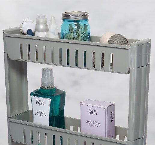 MEUBLE DE RANGEMENT GRIS A ROULETTES 3 NIVEAUX TR8131
